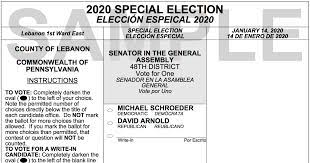 To vote you must completely blacken the oval ( ) to the left of your choice with a black pen 2. Lebanon County To Vote On New State Senator In Tuesday Sd 48 Special Election