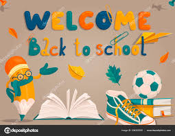 Welcome Back School Banner Stationery Stock Vector