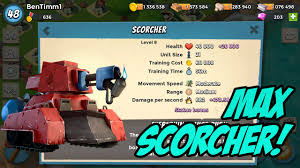 Level 8 Maxed Scorcher Gameplay And Attacks 20 500 Diamonds Boom Beach New Update Troop
