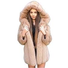 Womens Faux Fur Jacket With Hood Plus