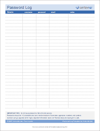 Password Log Template