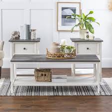 solid wood coffee table set in gray