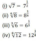 convert the following surds into index