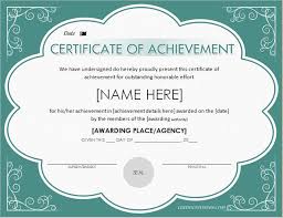 Certificates Of Achievement For Word Professional Certificate