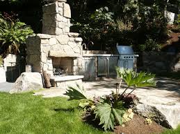Outdoor Kitchen And Fireplace With