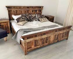 Rustic Queen Size Wooden Bed Frame