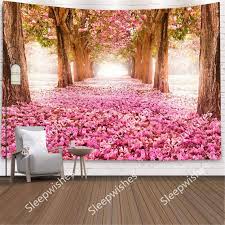 Pink Fl Tapestry Wall Hanging