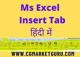 insert tab in ms excel notes in hindi