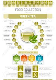 Food Infographics Poster Green Tea Cup Drink Vector Illustration