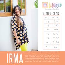 Size Chart Irma Girlpower Lularoe Boutique