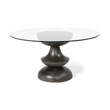 brown wood pedestal base dining table