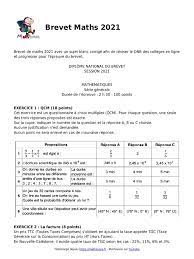 Brevet Maths 2021 Sujet Corrige Blanc Pour La Revision Du DNB | PDF | Taxe  sur la valeur ajoutée | Le volume