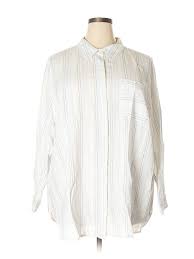 Details About Two By Vince Camuto Women White Long Sleeve Button Down Shirt 3 X Plus