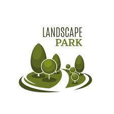 Park Landscape Icon With Evergreen