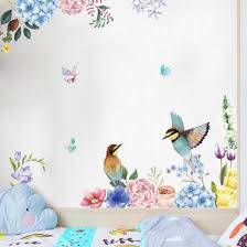 Flower Bird Glass Wall Sticker