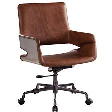 Ikea lillhöjden swivel chair desk chair home office white on wheels adjustable. Benjara Faux Leather Upholstered Wooden Office Chair With Lift Mechanism Brown Wayfair