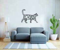 Metal Cat Wall Art Geometric Cat Metal