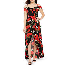 Premier Amour Sleeveless Cold Shoulder Floral Maxi Dress