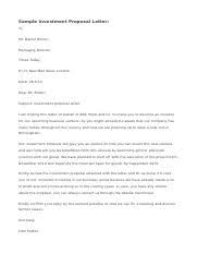 sle investment proposal letter