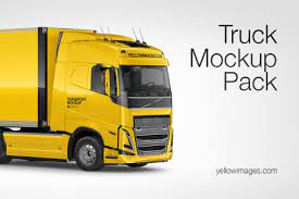 truck hq mockup pack on yellow images