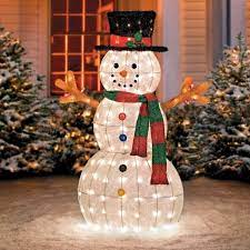 Inflatable white and red snowman christmas yard decor. 48 Glistening Pre Lit Snowman Christmas Decorations Sale Outside Christmas Decorations Outdoor Christmas