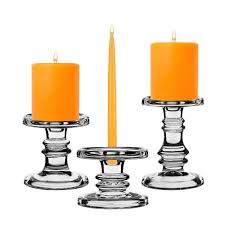 Glass Pillar And Taper Candle Holder