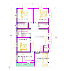 29 X 52 East Face 3 Bhk House Plan With