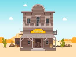 Cartoon Building Saloon On A Wild West