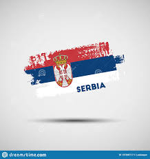 Grunge Brush Stroke With Serbian National Flag Colors Stock