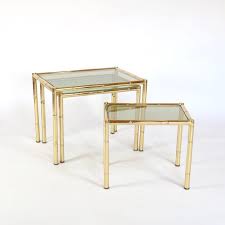 Nest Of Vintage Gold Faux Bamboo Tables