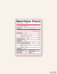 nutrition facts label template word