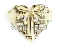 Start with a fresh dollar bill! Isolated Origami Heart The Love Of Money Concept Stock Photo Alamy