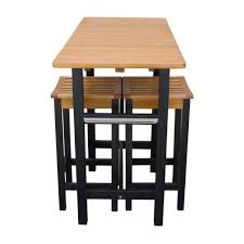 For easy portability, this unique kitchen island on rollers. Northbeam 3 Piece Dual Toned Wood Kitchen Island Set With 2 Stools Tbs0330213300 The Home Depot