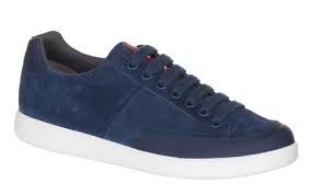 Prada Mens Blue Suede 4e3027 Low Top Sneakers Shoes