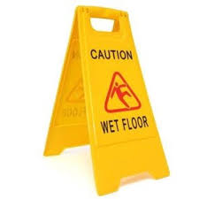 caution wet floor sign on folding a