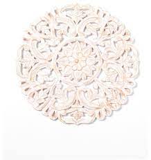 round decorative whitewashed carved