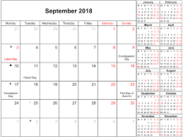 Free Printable September 2018 Calendar With Holidays Usa Uk