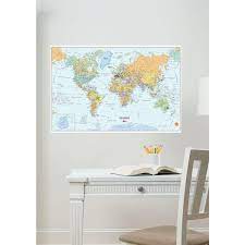 Dry Erase World Map Wall Decal Wpe99074