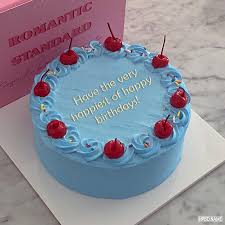 name or wish on blue cherry birthday cake
