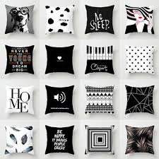black white geometric cushion cover