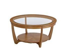 Round Glass Wood Coffee Table