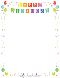 printable happy birthday banner page border