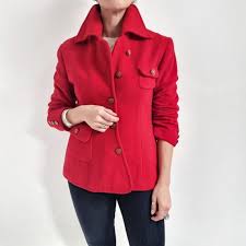 Vintage Red Wool Angora Peacoat