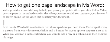 page landscape in ms word solved
