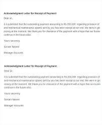 Payment Receipt Acknowledgement Letter Example Of Received