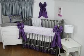 Purple And Lilac Damask Crib Bedding