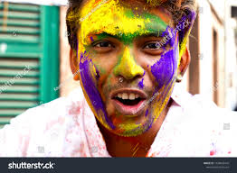 Man Face Painted Colors On Holi Stock Photo 1038065470 | Shutterstock