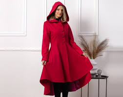 Hooded Wool Princess Coat Asymmetrical
