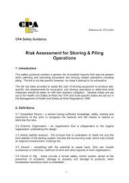risk essment for shoring