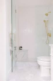 Glossy White Herringbone Pattern Shower
